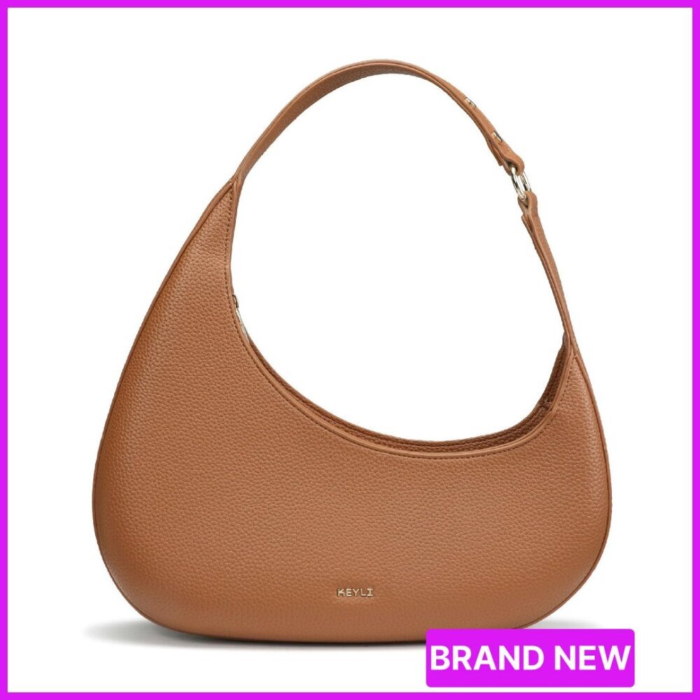 Leather Shoulder Bag Lightweight Chic Casual Zipper Closure Handbag Purse - Picture 1 of 16